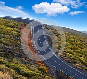 Green mountain winding road dangerous curves