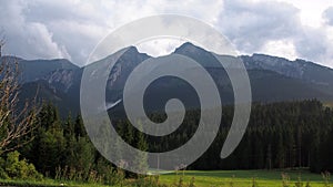 Mountains rocks and clouds