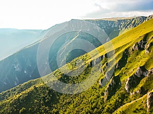 Green mountains in sunset around Travnik city in Bosnia and Herzegovina