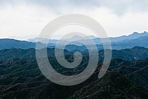 Green moutain under great wall