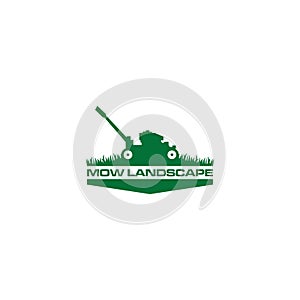 Green Mow Landscape Logo Design Vector