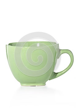 green mug isolated on a white background