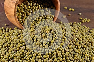 Green mung beans in a bowl