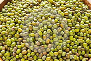 Green mung beans or mash peas close-up