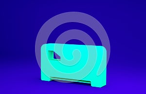 Green Music synthesizer icon isolated on blue background. Electronic piano. Minimalism concept. 3d illustration 3D