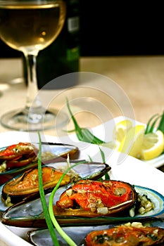 Green Mussels and White Wine