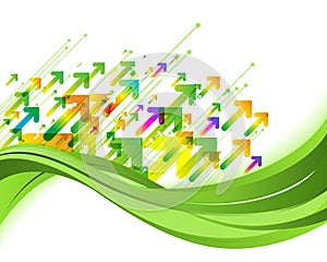 Green nature background. Eco concept illustration with arrows