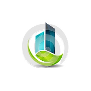 Green nature Leaf Building Eco Logo