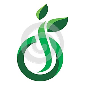 Green nature leaf circle line infinity logo design