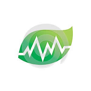 Green nature leaf health care line logo design