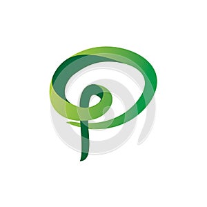 Green nature leaf letter p logo dsign