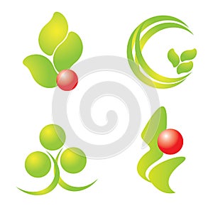 Green nature logos set