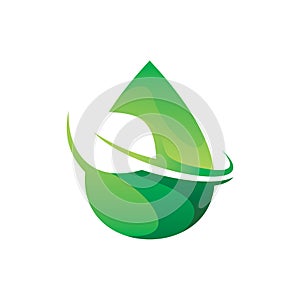 Green nature water drop leaf logo design
