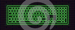 Green neon editable vector keyword