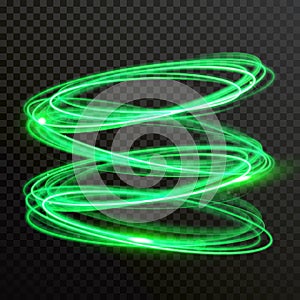 Green neon light circles vector shiny spiral twirl