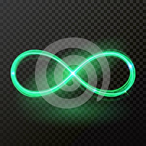 Green neon light vector infinity shine trail