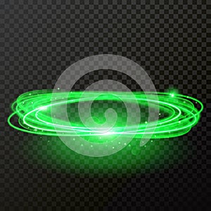 Green neon light vector shiny circle twirl