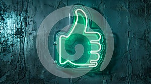 The glowing thumbs up sign. AI generated