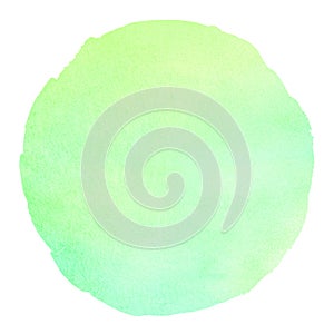 Green, neon yellow round watercolor spring background, circle photo