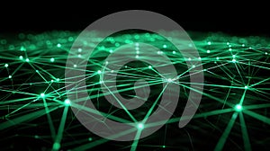 Green Network Connection: Abstract Technology And Data Visualization Background