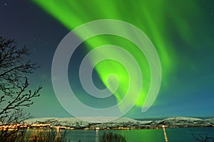 Green northen lights from Tromso in Norway