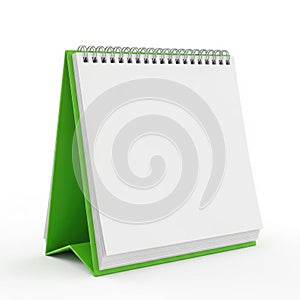 Green notepad on white background