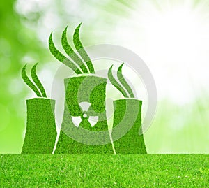 Green nuclear power plant icon