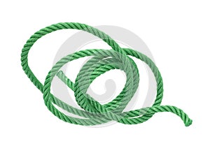 Green nylon rope isolated