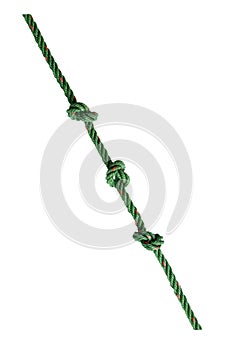 Green nylon rope tied the knot