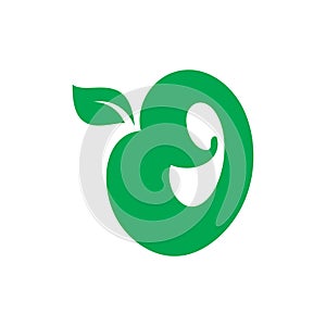 Green o letter gruit leaf color shape logo design