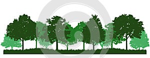 Green Oak Tree Forest Silhouette Clipart