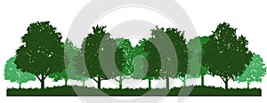 Green Oak Tree Forest Silhouette Clipart