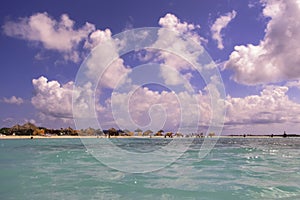 Green Ocean and Blue Sky in Aruba