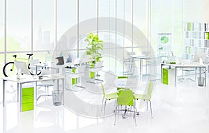 Green Office Interior Furniture Concept photo