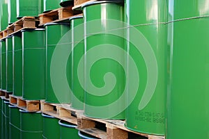 Green oil barrels photo