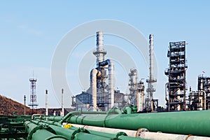 Green Oil and gas pipelines in oil refineries