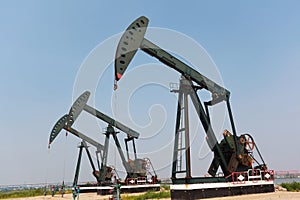 Green Oil pump of crude oilwell rig