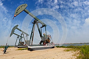 Green Oil pump of crude oilwell rig