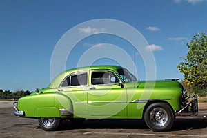 Green old car in Cuba