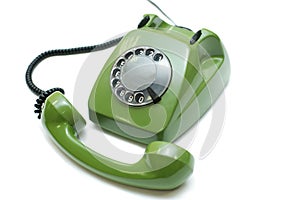 Green old-fashioned telephone