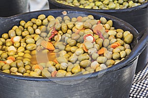 Green olive on the market