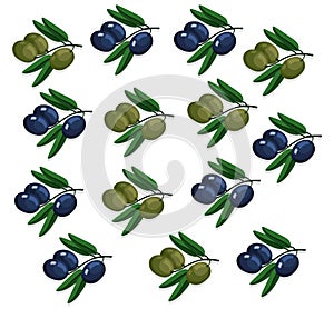 Green olives wreath Vector. Round frame of leaves. Natural decor of plants. Vector cartoon illustration. Green, cute