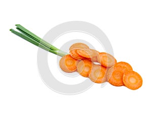 Green onion with carrots on a white background isolated on white