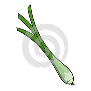 Green onion icon, cartoon style