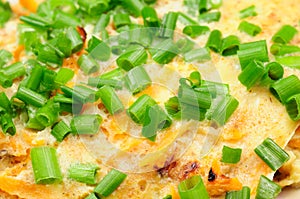 Green Onion on Top of Omelet
