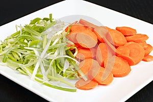 Green Onions and Carrots Prepped For Stir Fry