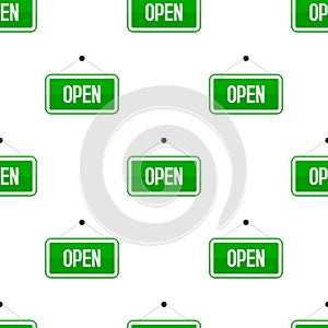 Green Open Flat Sign Seamless Pattern