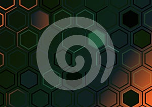 Green Orange and Black Gradient Hexagon Background Image