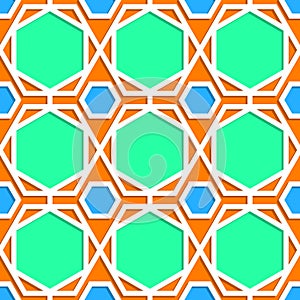 Green, orange and blue geometric pattern