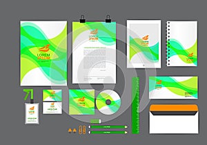 Green and orange corporate identity template for your business